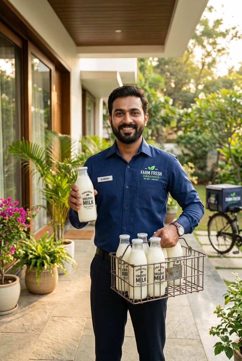 Milkman delivering milk